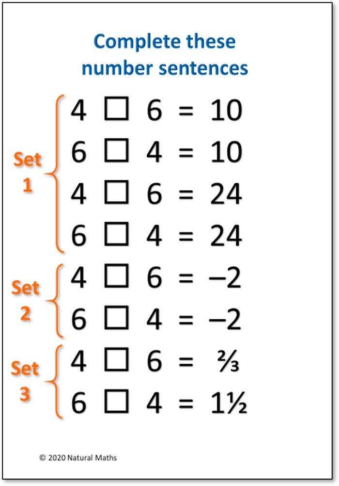 Complete These Number Sentences Natural Maths